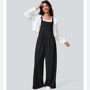 NWT Halara black waffle knit overalls